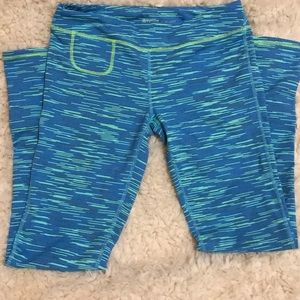 Blue and lime green striped Zella Girl Leggings